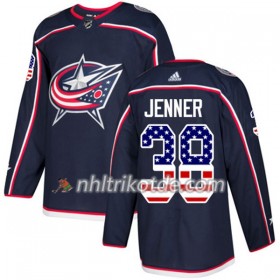 Blue Jackets Trikot Boone Jenner 38 Adidas 2017-2018 Marineblau USA Flag Fashion Authentic - Herren